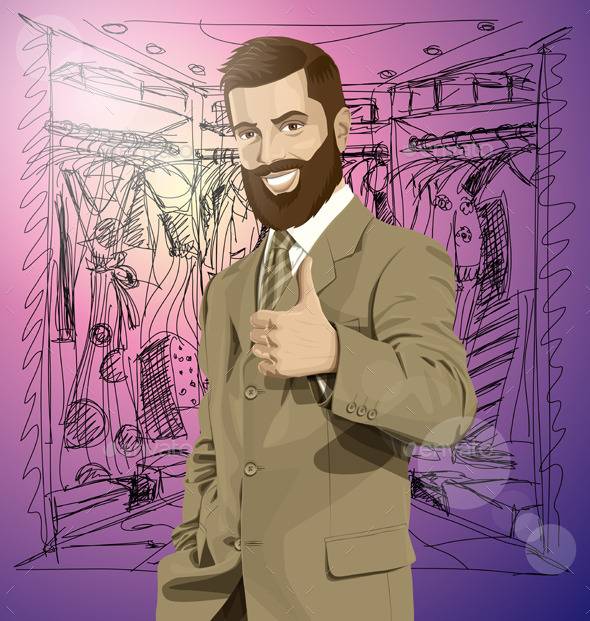 GraphicRiver Business Man With Beard Shows Well Done 11037769 GraphicRiver Business Man With Beard Shows Well Done 11037769