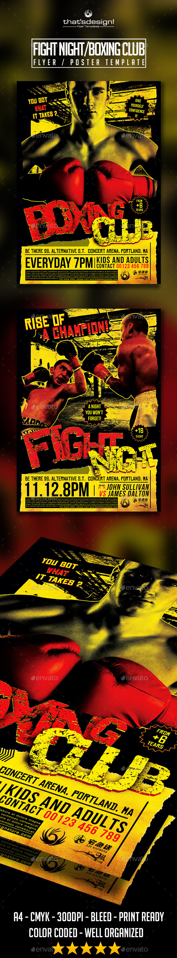 Fight Night / Boxing Club Flyer Poster Template (Sports)