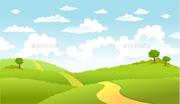 GraphicRiver Green Landscape and a Road 11039609 GraphicRiver Green Landscape and a Road 11039609
