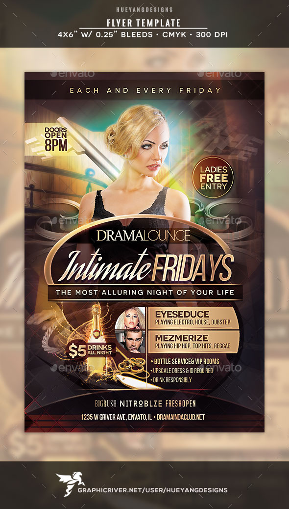 Intimate Fridays Flyer (Clubs & Parties)