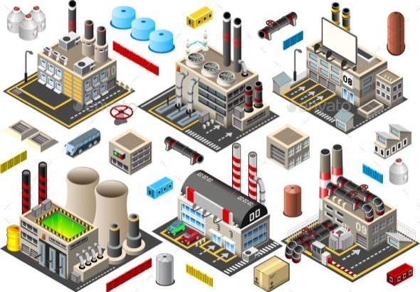 GraphicRiver Isometric Building Factory Set 11048869 GraphicRiver Isometric Building Factory Set 11048869
