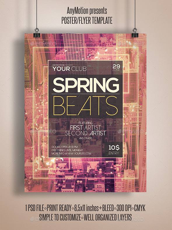 Spring Beats Flyer (Clubs & Parties)