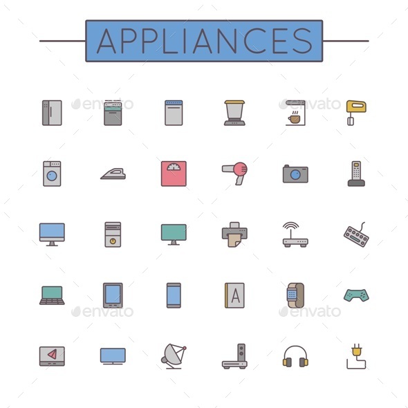 GraphicRiver Vector Colored Appliances Line Icons 11050739 GraphicRiver Vector Colored Appliances Line Icons 11050739