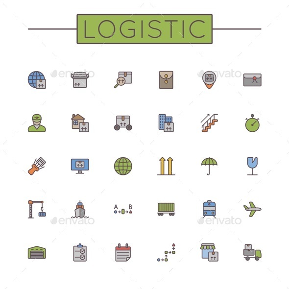 Vector Colored Logistic Line Icons (Business)