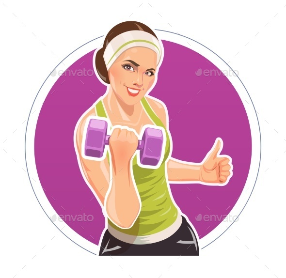 GraphicRiver Girl with Dumbbells For Fitness 11051400 GraphicRiver Girl with Dumbbells For Fitness 11051400