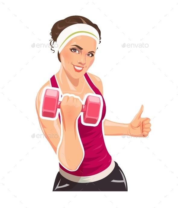 GraphicRiver Girl with Dumbbells For Fitness 11051456 GraphicRiver Girl with Dumbbells For Fitness 11051456