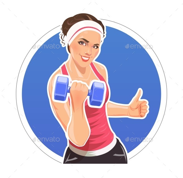 GraphicRiver Girl with Dumbbells For Fitness 11051492 GraphicRiver Girl with Dumbbells For Fitness 11051492