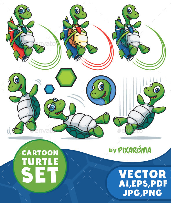 GraphicRiver Cartoon Turtle Character Set 11039778 GraphicRiver Cartoon Turtle Character Set 11039778