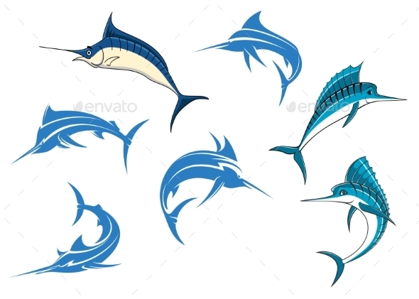 GraphicRiver Blue Marlins or Swordfishes 11056317 GraphicRiver Blue Marlins or Swordfishes 11056317