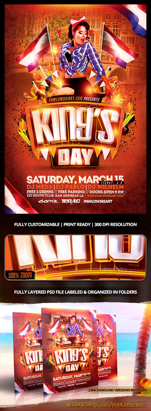 King's Day / KoningsDag Party Flyer Template (Clubs & Parties)