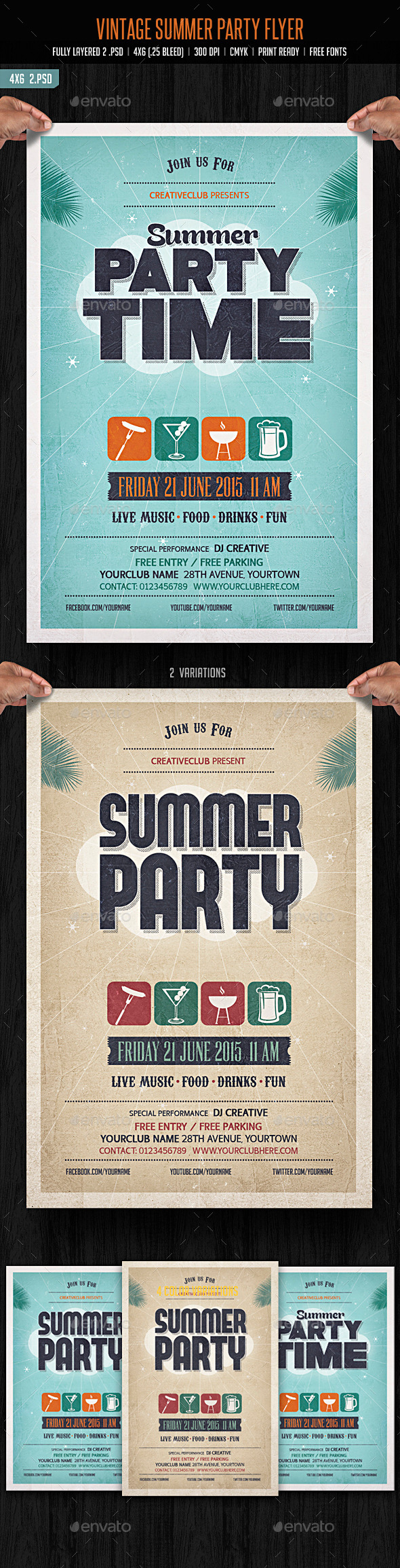 GraphicRiver Vintage Summer Party Flyer 11027568 GraphicRiver Vintage Summer Party Flyer 11027568