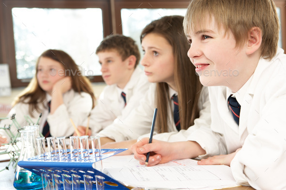 Group Of Teenage Students In Science Class (Misc) Photo Download