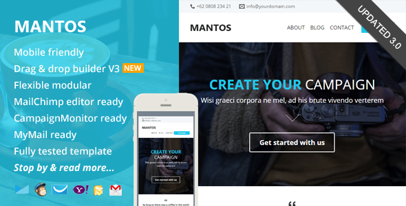 Mantos, Responsive Email with Template Editor