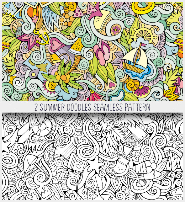 GraphicRiver 2 Summer Holidays Doodles Seamless Patterns 11061044 GraphicRiver 2 Summer Holidays Doodles Seamless Patterns 11061044