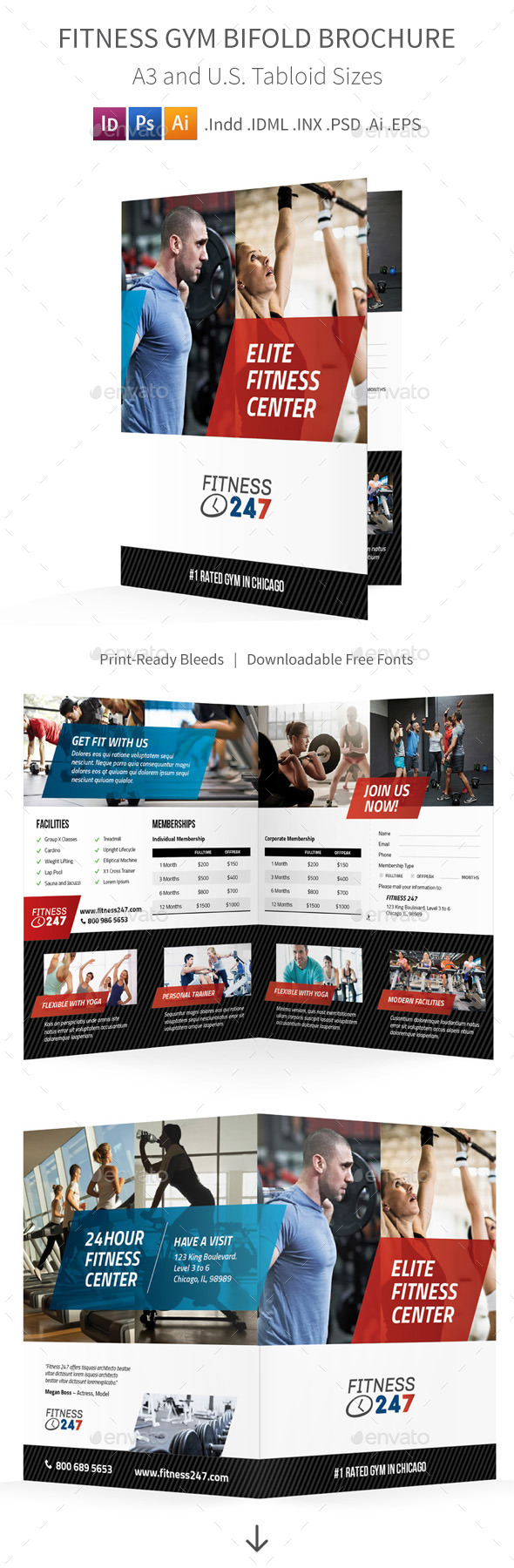 Fitness Gym Bifold / Halffold Brochure