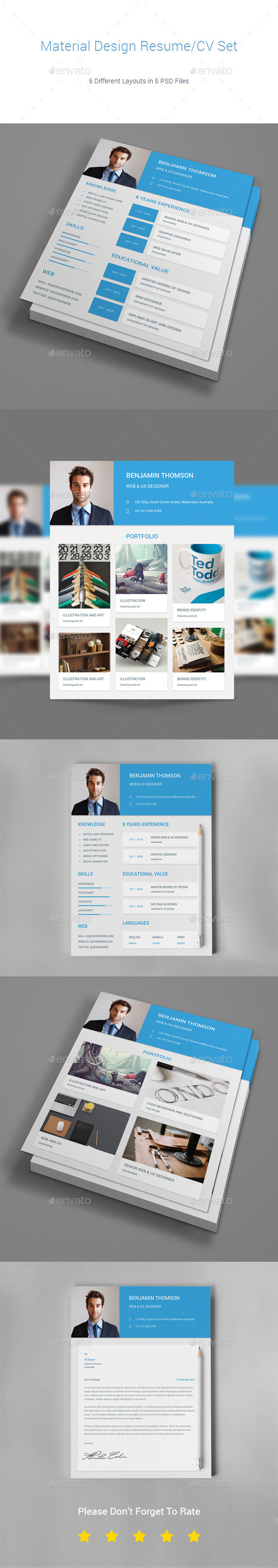 GraphicRiver Material Design Resume CV Set 11061705 GraphicRiver Material Design Resume CV Set 11061705