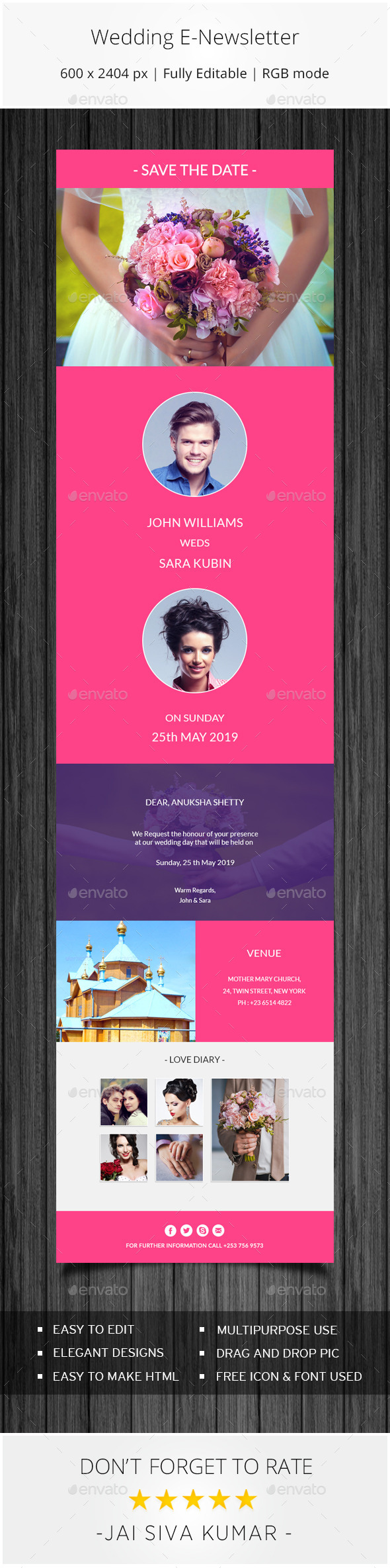 Wedding Invitation Email Template (E-newsletters)