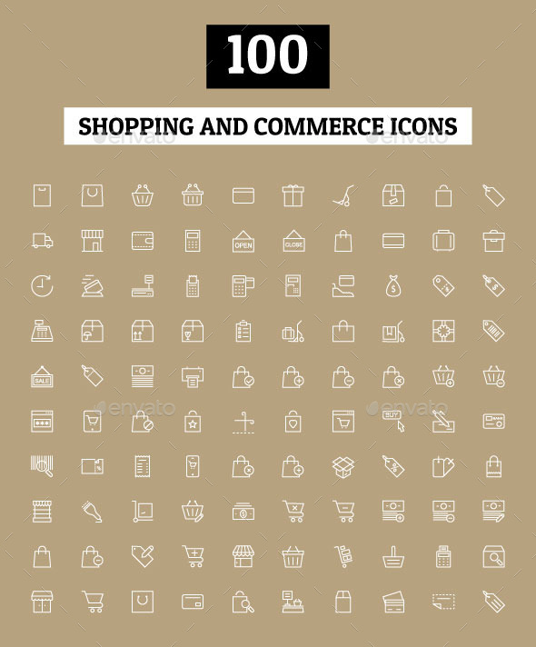 GraphicRiver 100 Shopping and Commerce Icons 11063759 GraphicRiver 100 Shopping and Commerce Icons 11063759