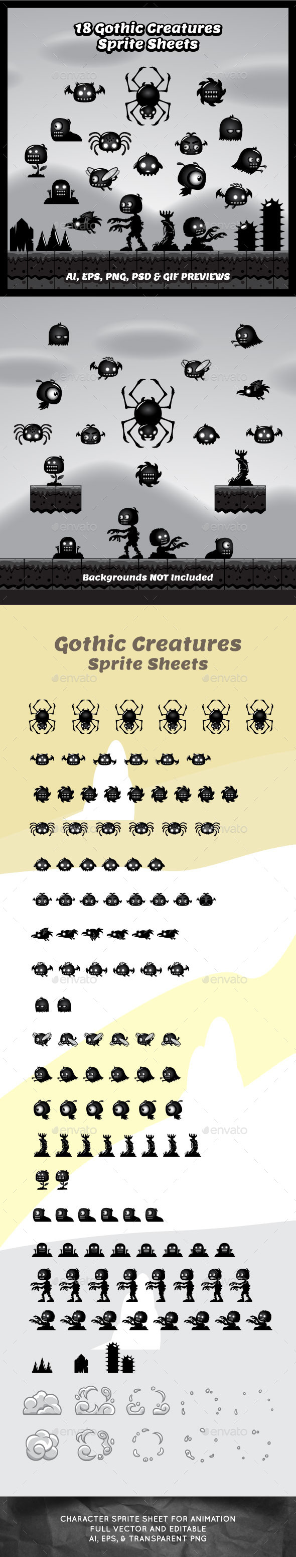 GraphicRiver 18 Gothic Creatures Sprite Sheets 11063795 GraphicRiver 18 Gothic Creatures Sprite Sheets 11063795