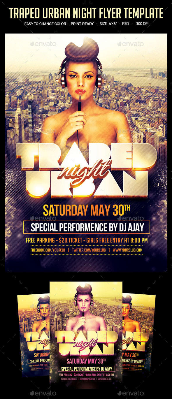 Traped Urban Night Flyer Template (Clubs & Parties)