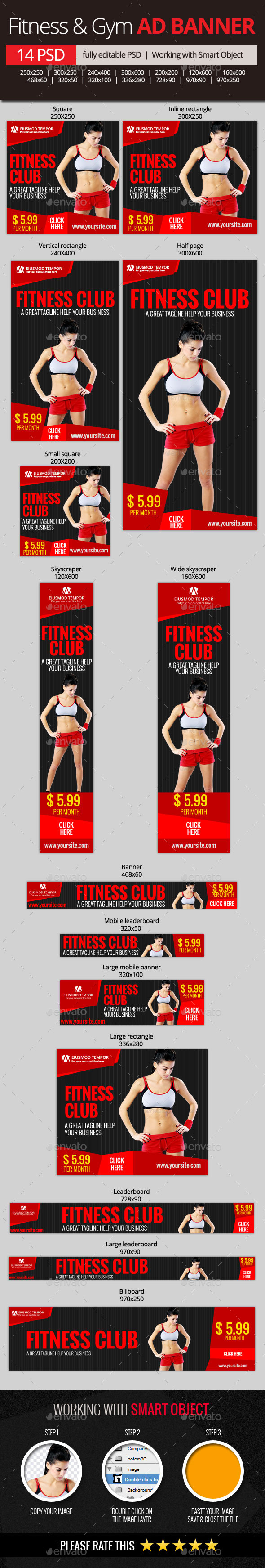 Fitness & Gym Web Banners (Banners & Ads)