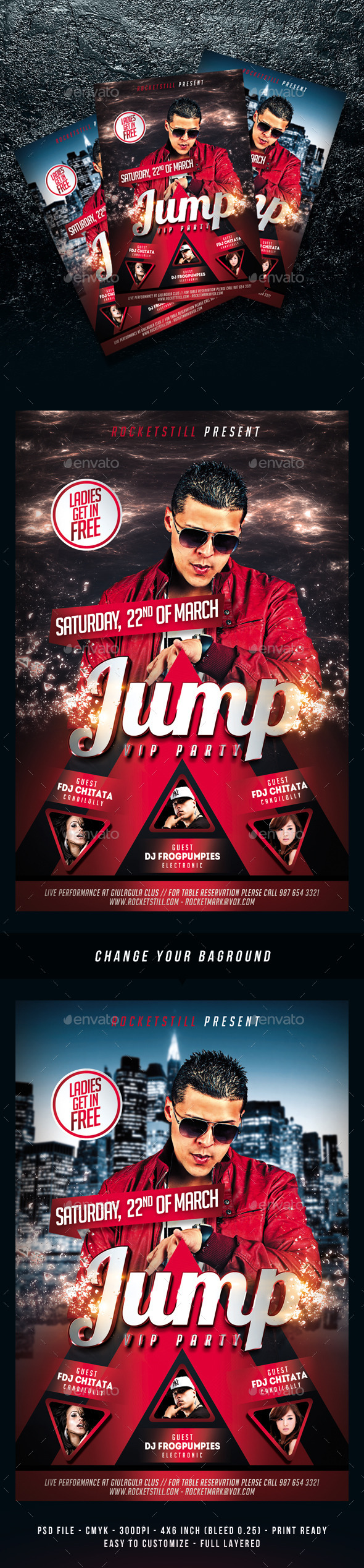 Jump Party Time Flyer Template (Clubs & Parties)