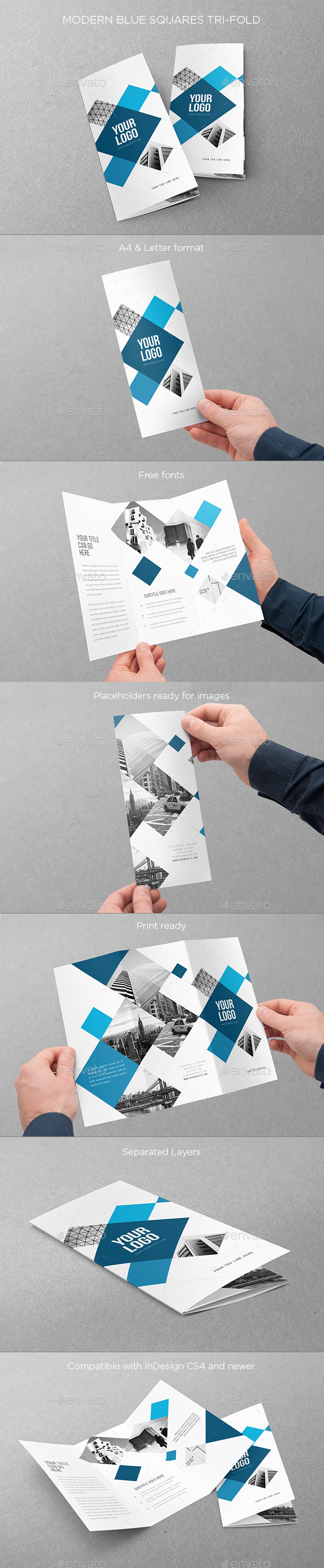 Modern Blue Squares Trifold (Brochures)