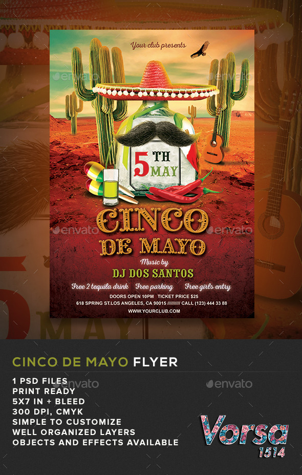 Cinco De Mayo Flyer Template (Clubs & Parties)