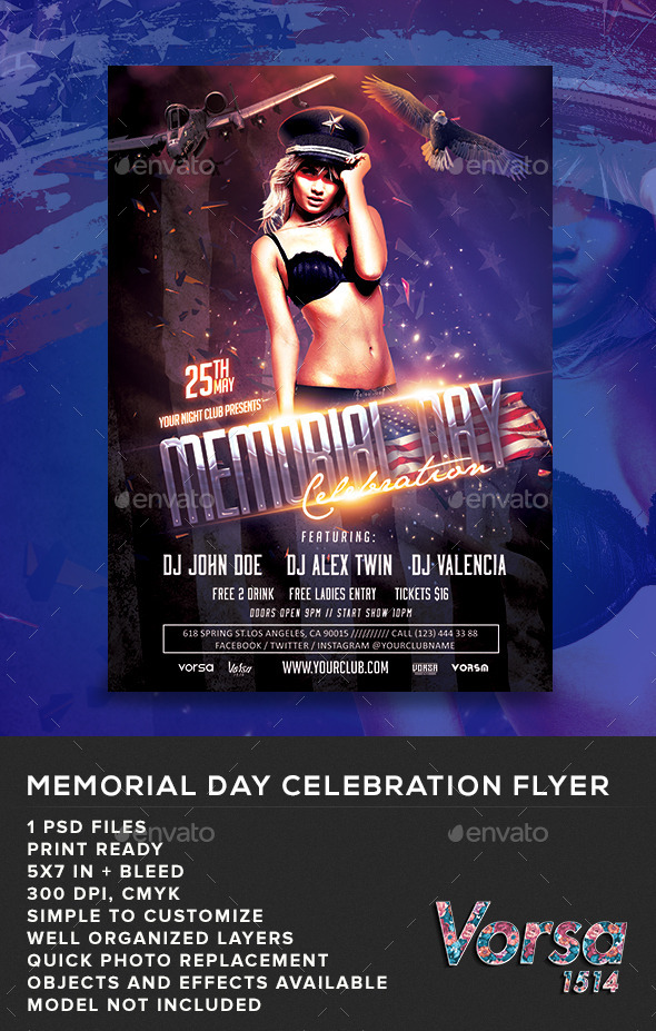 Memorial Day Celebration Flyer (Clubs & Parties)