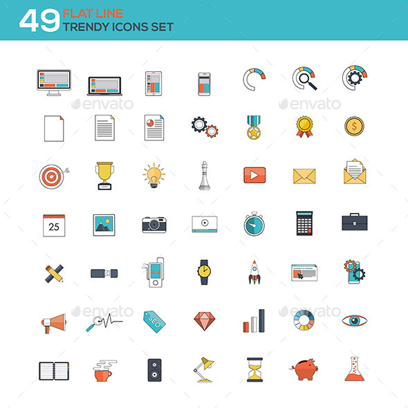 Flat Line Icons Set (Web)