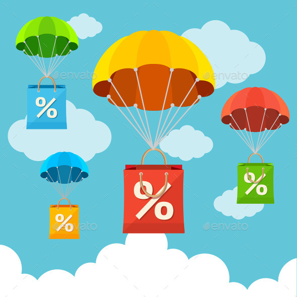 GraphicRiver Paper Sale Bags with Parachutes 11070663 GraphicRiver Paper Sale Bags with Parachutes 11070663