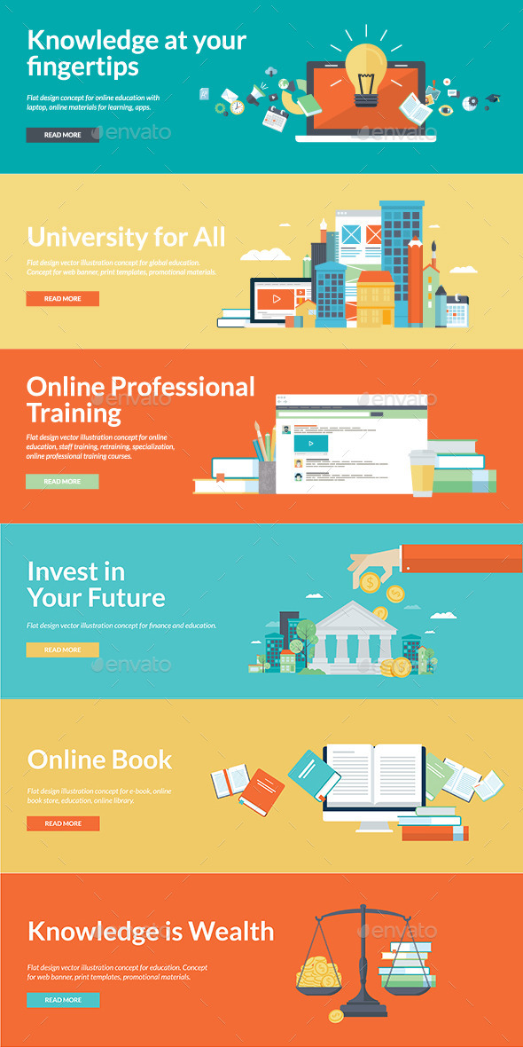 GraphicRiver Flat Design Style Concepts for Online Education 11073658 GraphicRiver Flat Design Style Concepts for Online Education 11073658