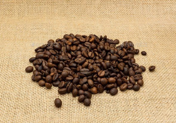 Coffee beans on burlap background (Misc) Photo Download