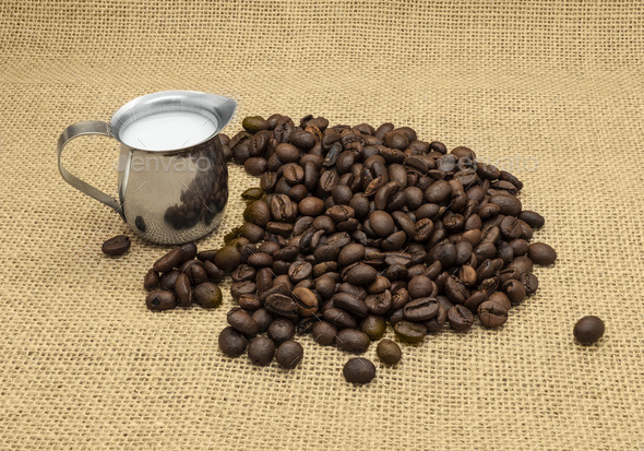 Coffee beans and milk jug (Misc) Photo Download