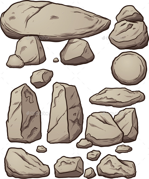 GraphicRiver Cartoon Boulders 11081943 GraphicRiver Cartoon Boulders 11081943