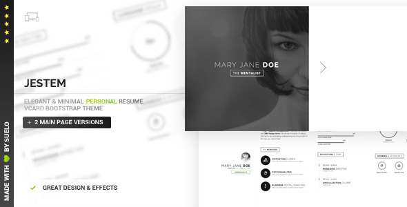 ThemeForest Jestem Elegant & Minimal Resume vCard Theme 10846042 ThemeForest Jestem Elegant & Minimal Resume vCard Theme 10846042