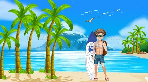 GraphicRiver Boy and Beach 11086310 GraphicRiver Boy and Beach 11086310