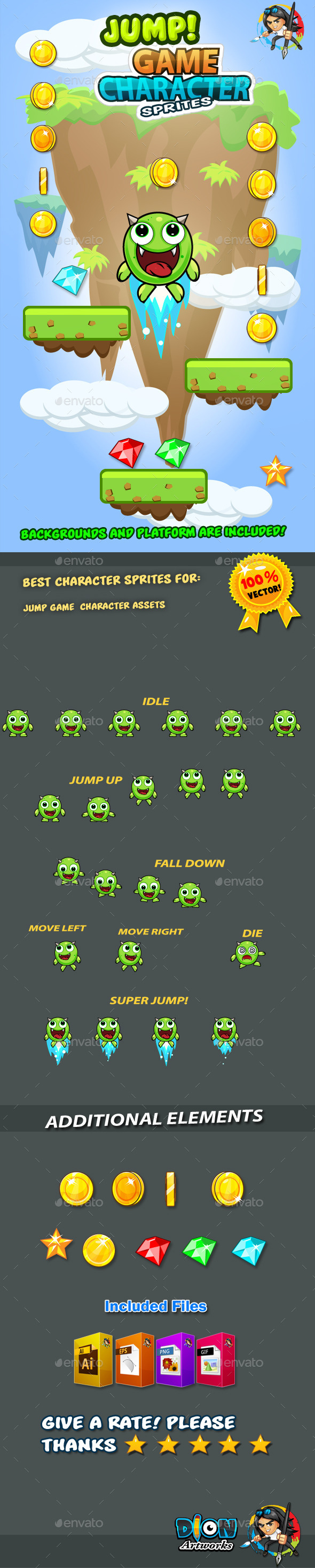GraphicRiver Jump Monster Character Sprites 10 11086989 GraphicRiver Jump Monster Character Sprites 10 11086989