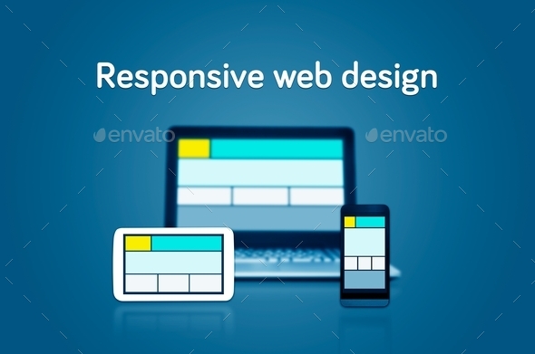 Responsive web design layout on different devices. Set on dark background (Misc) Photo Download