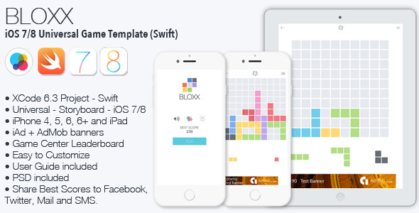 CodeCanyon BLOXX iOS 7 8 Universal Game Template Swift 10795460 CodeCanyon BLOXX iOS 7 8 Universal Game Template Swift 10795460