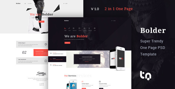 Bolder - Trendy One Page PSD Template