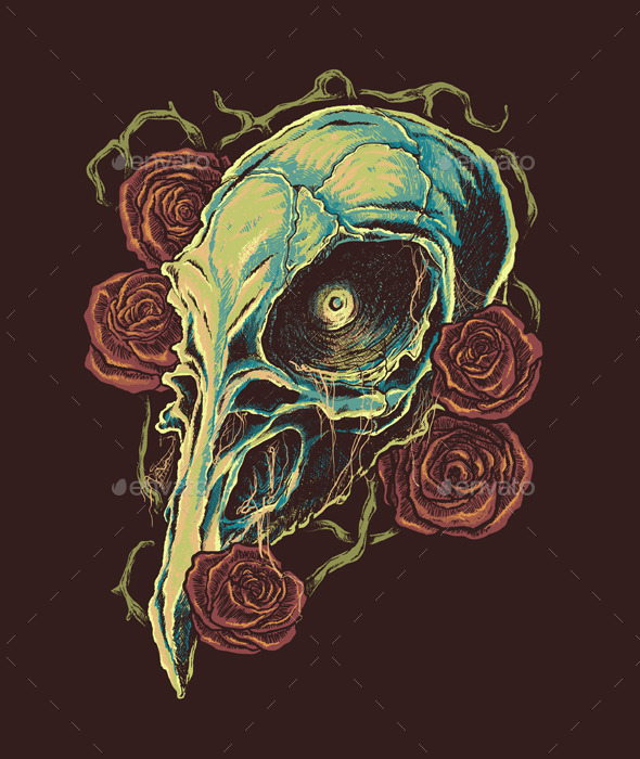 GraphicRiver Crow & Roses 11090993 GraphicRiver Crow & Roses 11090993