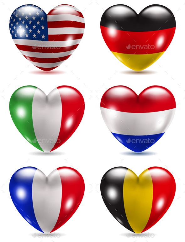 GraphicRiver Heart Shaped Icons With Flags 11091033 GraphicRiver Heart Shaped Icons With Flags 11091033