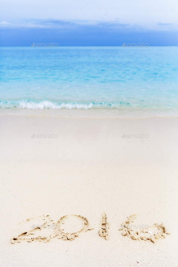 New Year Numbers Written down on the Beach