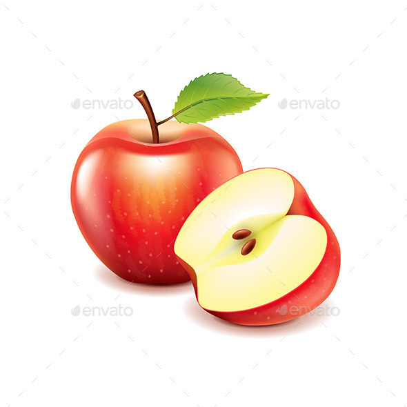 GraphicRiver Red Apple and Slice 11096888 GraphicRiver Red Apple and Slice 11096888