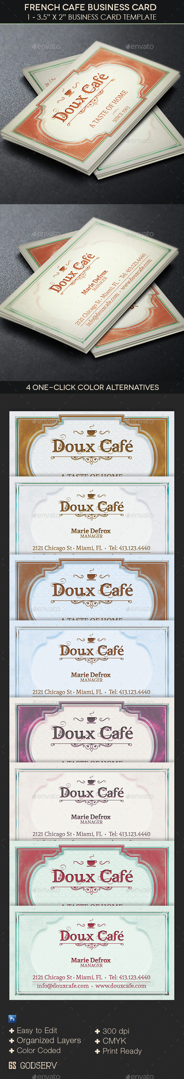 French Cafe Business Card Template 