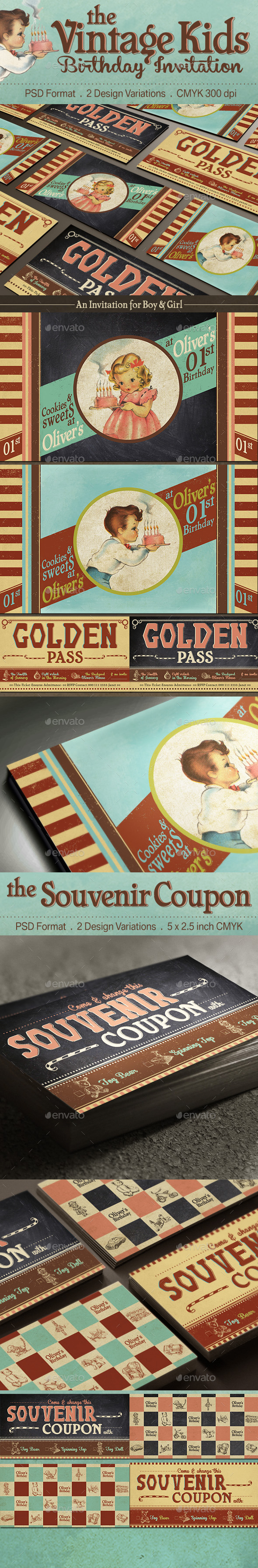 GraphicRiver Vintage Kids Birthday Invitation 11098183 GraphicRiver Vintage Kids Birthday Invitation 11098183