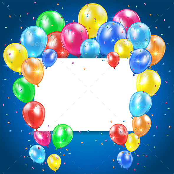 GraphicRiver Balloons on Blue Background with Card 11098466 GraphicRiver Balloons on Blue Background with Card 11098466