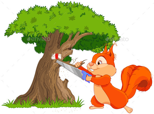 GraphicRiver Squirrel Saws Tree Branch 11099606 GraphicRiver Squirrel Saws Tree Branch 11099606