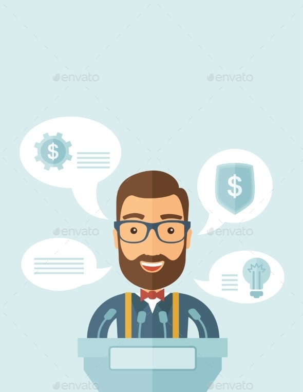 GraphicRiver Speaker Stands Behind a Podium 11101033 GraphicRiver Speaker Stands Behind a Podium 11101033